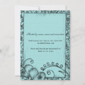 レトロクラシックブルーとブラックフローラブライダルショウ 招待状 (裏面)