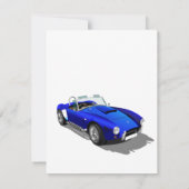 レトロクラシックブルースポーツカー誕生日アドベンチャーH サンキューカード (裏面)