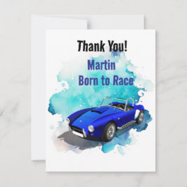 レトロクラシックブルースポーツカー誕生日アドベンチャーH サンキューカード