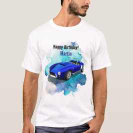 レトロクラシックブルースポーツカー誕生日冒険 Tシャツ