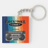 レトロクラシックブームボックスロックnロール音楽ヴィンテージ キーホルダー (裏面)