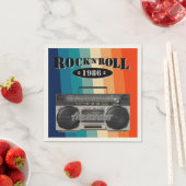 レトロクラシックブームボックスロックnロール音楽ヴィンテージ スタンダードカクテルナプキン (インサイチュ)