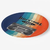 レトロクラシックブームボックスロックnロール音楽ヴィンテージ ペーパープレート (アングル)