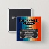 レトロクラシックブームボックスロックnロール音楽ヴィンテージ 缶バッジ (正面&裏面)