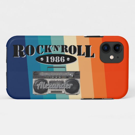 レトロクラシックブームボックスロックnロール音楽ヴィンテージ Case-Mate iPhoneケース (裏面(横))