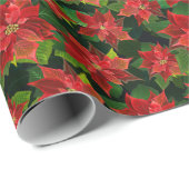 レトロクラシックポインセティアクリスマスホリデーギフト ラッピングペーパー (ロールコーナー)