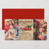 レトロクラシックレッドクリスマストラッ素朴ク挨拶 シーズンカード (正面/裏面)