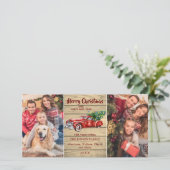 レトロクラシックレッドクリスマストラッ素朴ク挨拶 シーズンカード (スタンド正面)