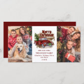 レトロクラシックレッド素朴クリスマストラックグリーティング シーズンカード (正面/裏面)