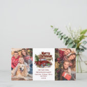 レトロクラシックレッド素朴クリスマストラックグリーティング シーズンカード (スタンド正面)