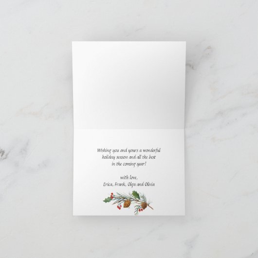 レトロクラシックレッド素朴トラッククリスマスグリーティング シーズンカード (内部)