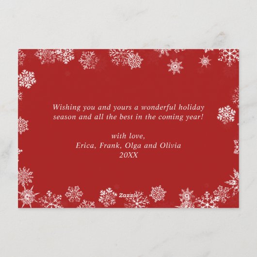 レトロクラシックレッ素朴ドトラッククリスマスグリーティング シーズンカード (裏面)