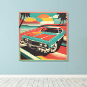 レトロクラシックヴィンテージカーのポスター キャンバスプリント (インサイチュ (ウッドフロア))