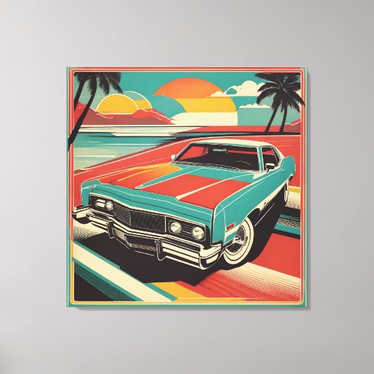 レトロクラシックヴィンテージカーのポスター キャンバスプリント (正面)