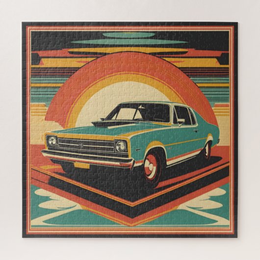 レトロクラシックヴィンテージカーのポスター ジグソーパズル (縦)