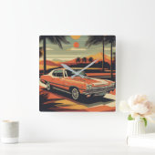 レトロクラシックヴィンテージカーのポスター スクエア壁時計 (ホーム)