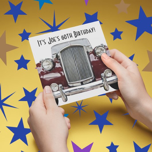 レトロクラシックヴィンテージカーバースデーパーティー招待状 招待状