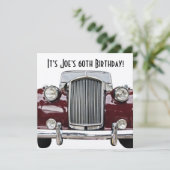 レトロクラシックヴィンテージカーバースデーパーティー招待状 招待状 (スタンド正面)