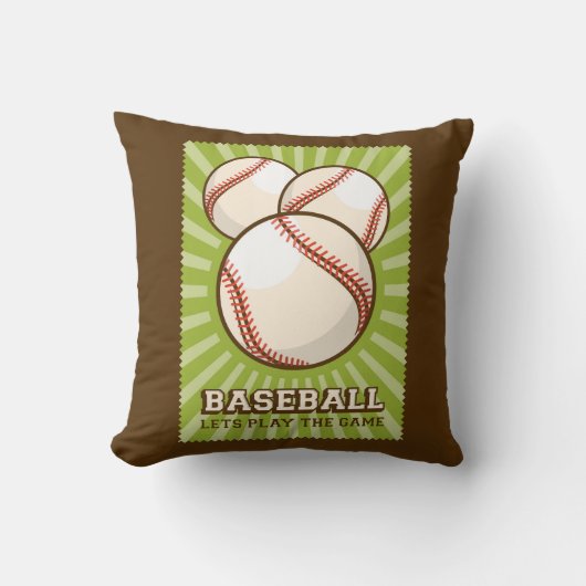 レトロクラシックヴィンテージグランジグリーンベースボール クッション (正面)