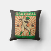 レトロクラシックヴィンテージグランジグリーン野球選手 クッション (裏面)