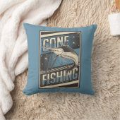 レトロクラシックヴィンテージグランジブルーゴーン魚釣り クッション (ブランケット)