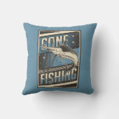 レトロクラシックヴィンテージグランジブルーゴーン魚釣り クッション (裏面)