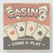 レトロクラシックヴィンテージグランジポーカーカード ストーンコースター (正面)