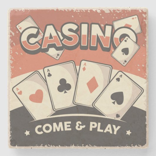 レトロクラシックヴィンテージグランジポーカーカード ストーンコースター (正面)