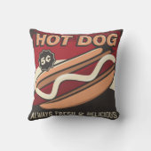 レトロクラシックヴィンテージグランジレッドホットドッグ クッション (裏面)