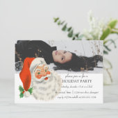 レトロクラシックヴィンテージサンタクリスマスパーティー 招待状 (スタンド正面)