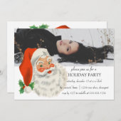 レトロクラシックヴィンテージサンタクリスマスパーティー 招待状 (正面/裏面)