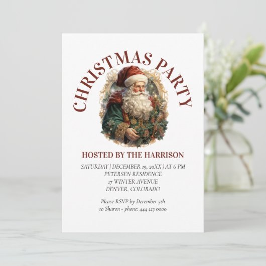 レトロクラシックヴィンテージサンタクロース 招待状 (スタンド正面)