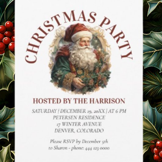 レトロクラシックヴィンテージサンタクロース 招待状