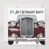 レトロクラシックヴィンテージ車の退職または誕生日 招待状 (正面)