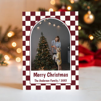 レトロクラシック家族写真クリスマスカード シーズンカード