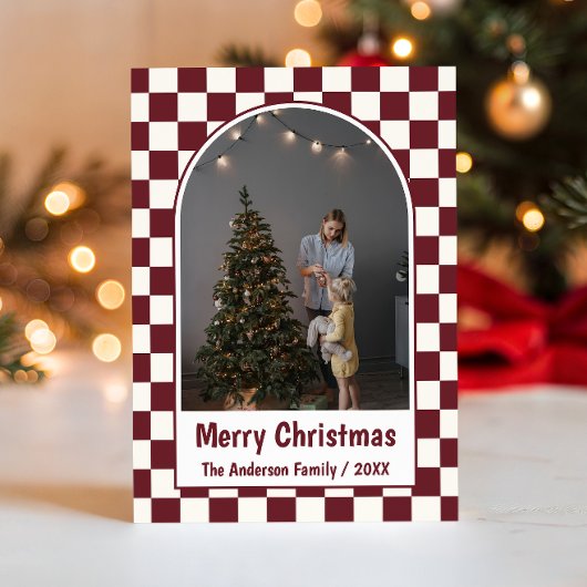 レトロクラシック家族写真クリスマスカード シーズンカード