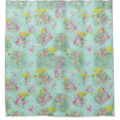 レトロクラシック牧草地の花シャワーカーテン シャワーカーテン (正面)