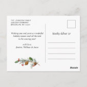 レトロクラシック素朴クリスマスレッドトラックホリデイ ポストカード (裏面)