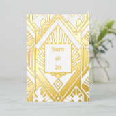 レトロクラシック誕生日ディナーパーティーメニュー 箔シーズンカード (立ち正面)