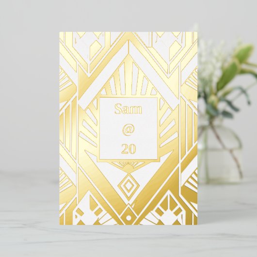 レトロクラシック誕生日ディナーパーティーメニュー 箔シーズンカード (立ち正面)