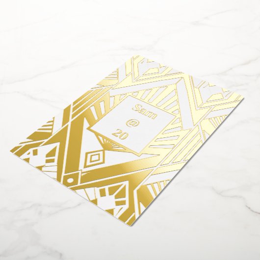 レトロクラシック誕生日ディナーパーティーメニュー 箔シーズンカード (回転した状態)