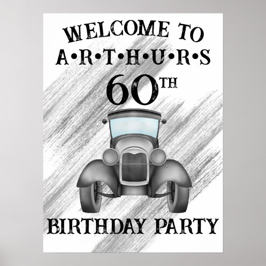 レトロクラシック車のヴィンテージ水の色ウェルカム ポスター (正面)