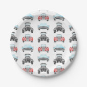 レトロクラシック車のヴィンテージ水の色パターン ペーパープレート (正面)