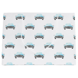 レトロクラシック車のヴィンテージ水の色パターン ラージペーパーバッグ