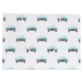 レトロクラシック車のヴィンテージ水の色パターン ラージペーパーバッグ (裏面)