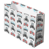 レトロクラシック車のヴィンテージ水の色パターン ラージペーパーバッグ (正面アングル)