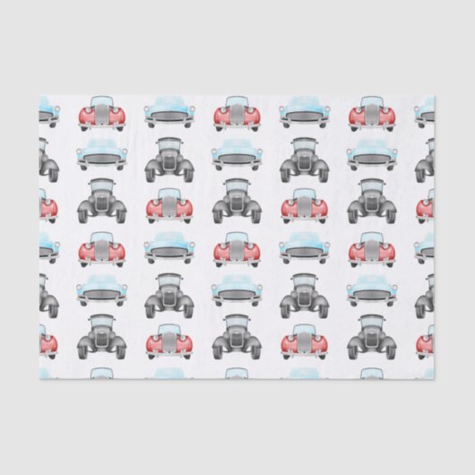 レトロクラシック車のヴィンテージ水の色パターン 薄葉紙 (正面)