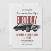 レトロクラシック車の誕生日 招待状 (正面)