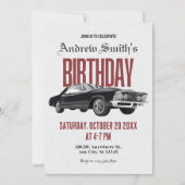 レトロクラシック車の誕生日 招待状 (正面)