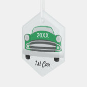 レトロクラシック車1stカーキープサケ ガラスオーナメント (正面左)